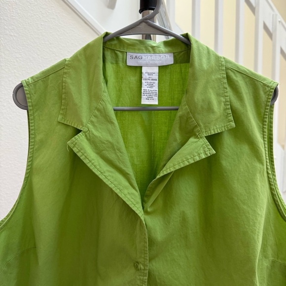 Vintage SAG HARBOR Summer Beautiful Green Sleeveless Top Women’s Plus Size 2X - Picture 8 of 11